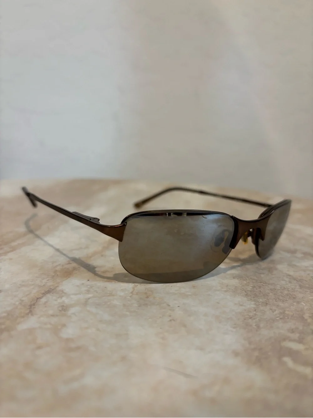 Fossil Macie Oval Mirrored Brown Rimless Sunglasses